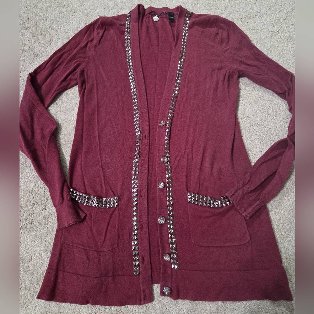 Bke Boutique Burgundy Cardigan Sweater Size Small
